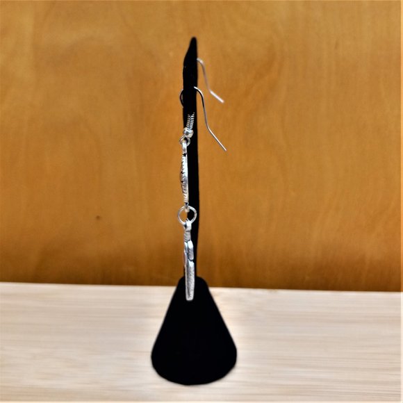 NEW Boho Southwestern & Silver Feather Drop Earrings - Picture 4 of 4